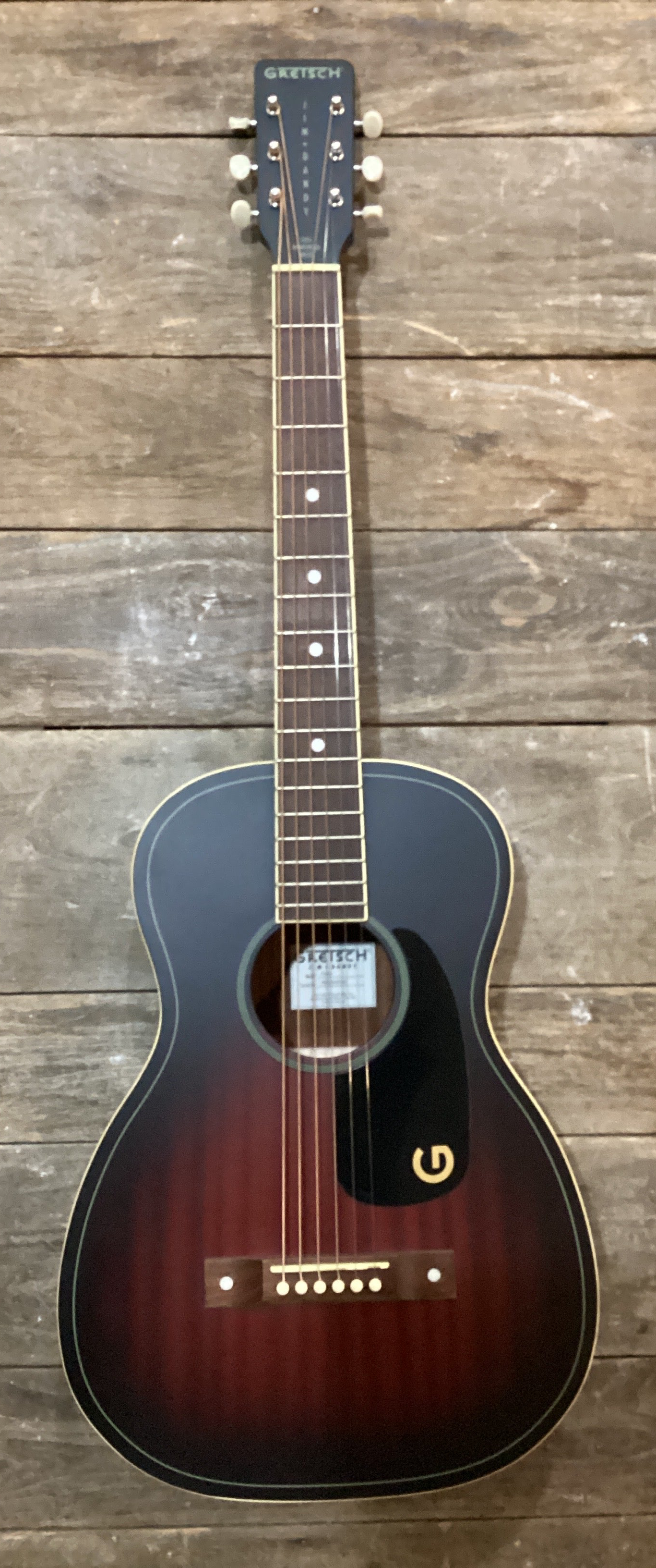 Image of Jim Dandy™ Parlor Acoustic Guitar, Walnut Fingerboard, Black Pickguard, Deep Cherry Burst