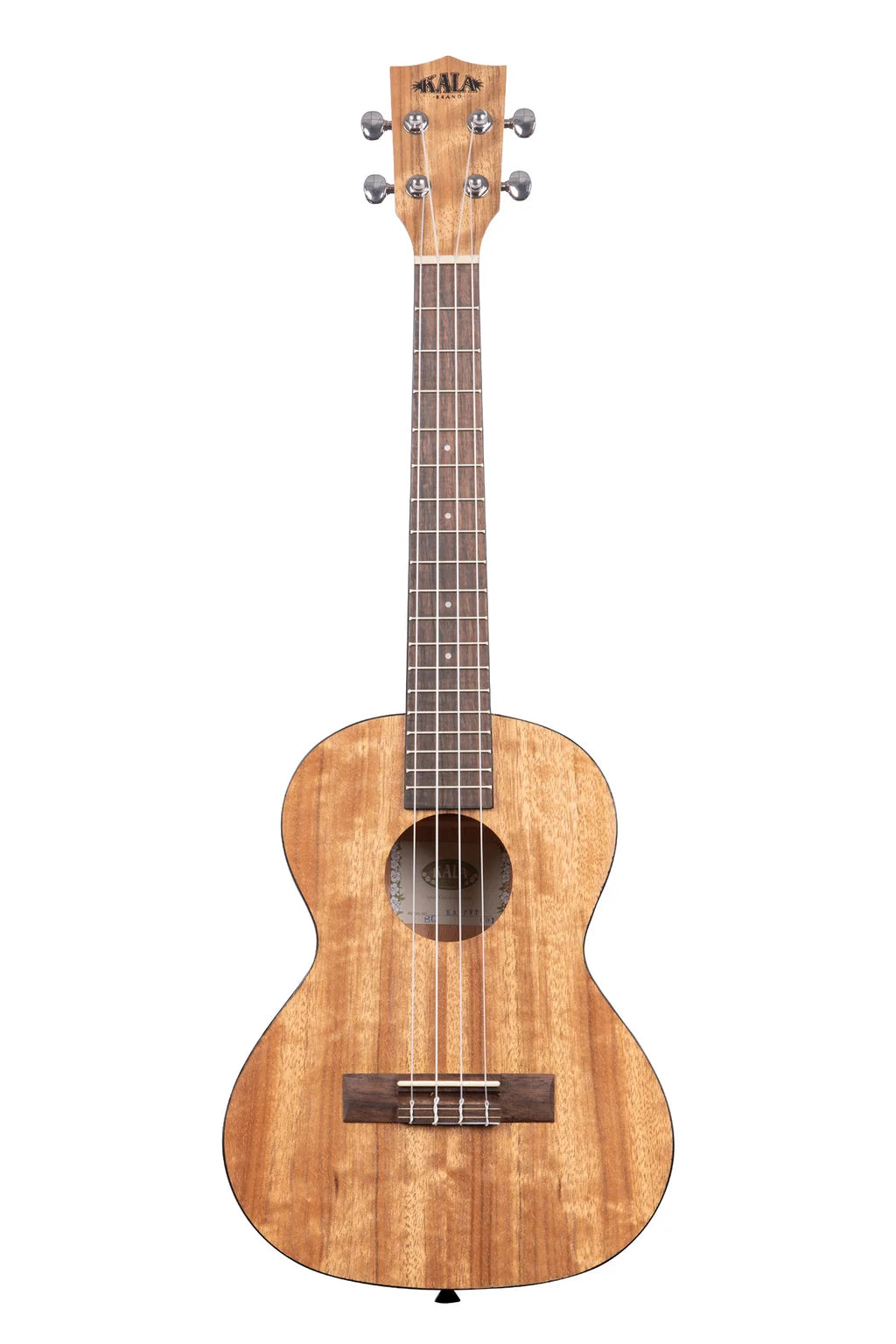 Image of A Malfi wooden ukulele with a natural cherry wood body and a dark brown fingerboard, shown against a solid white background.