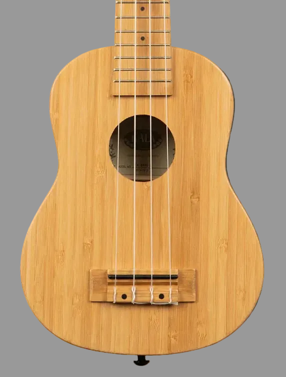 Image of Wooden ukulele on a black background