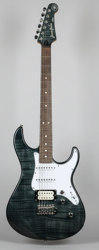 Image of Black electric guitar on a white background