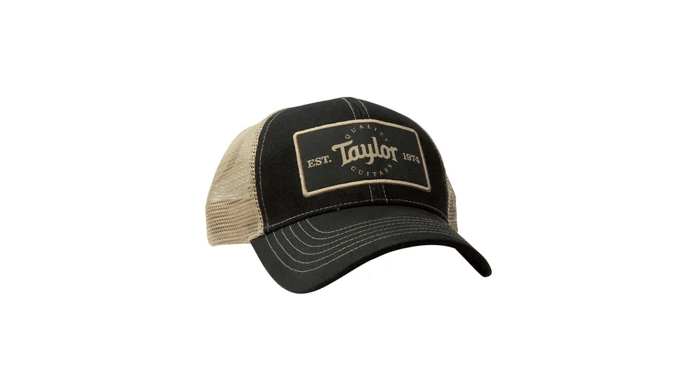 Image of Taylor Trucker Cap Black Khaki Taylor Patch