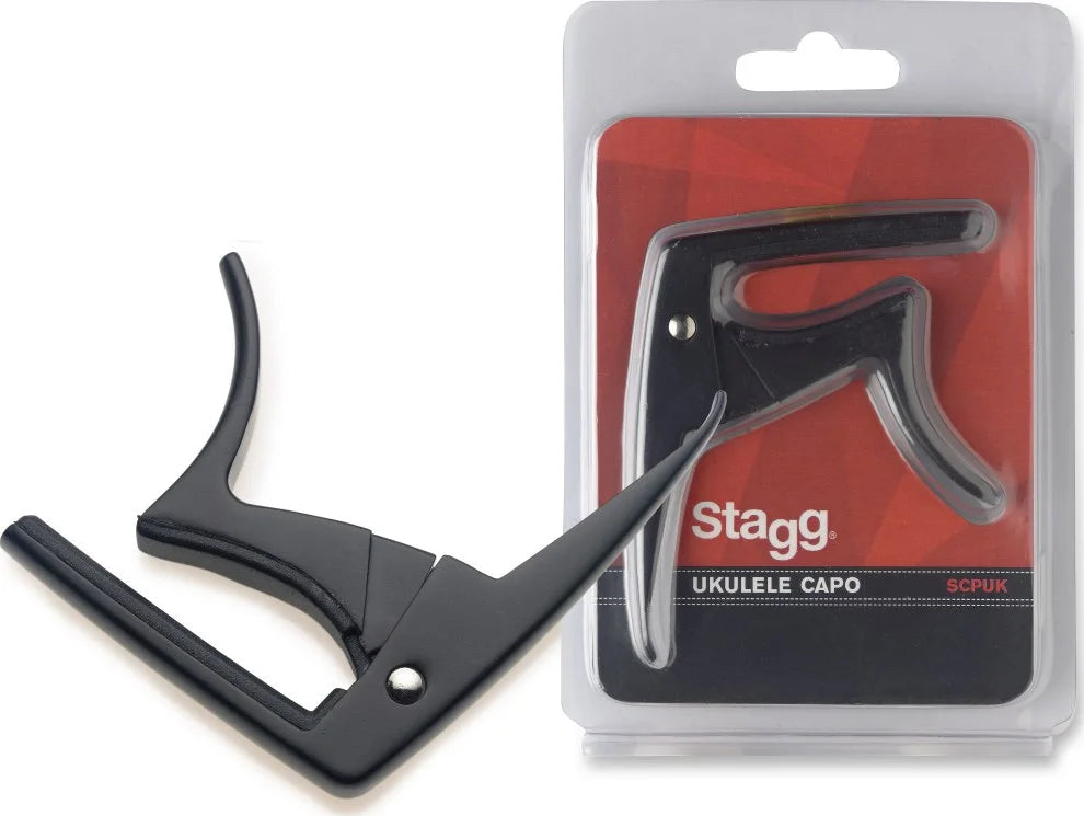 Image of Stagg SCPUK-BK Ukulele Trigger Capo - Black, Acoustic & Electric, Quick Release