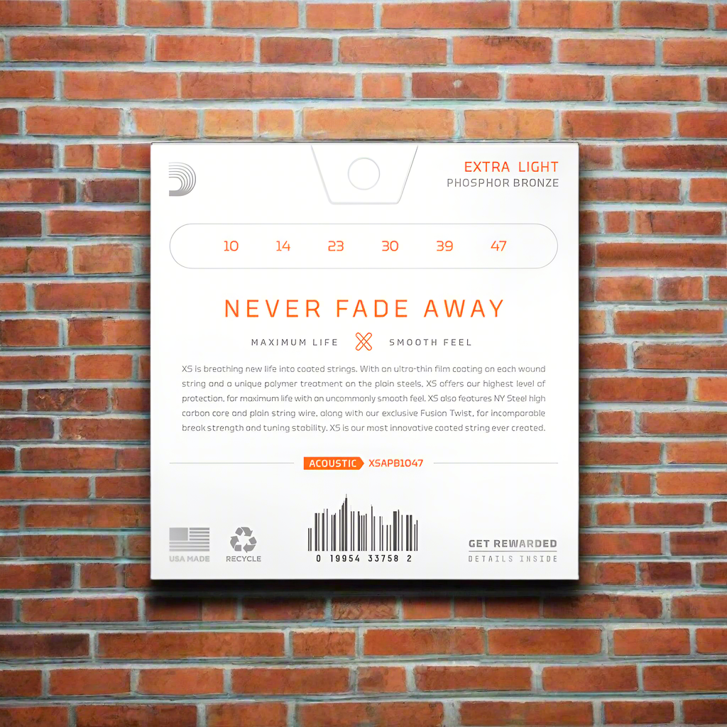 Image of DADDARIO 10-47 Extra Light, XS Phosphor Bronze Coated Acoustic Guitar Strings XSAPB1047