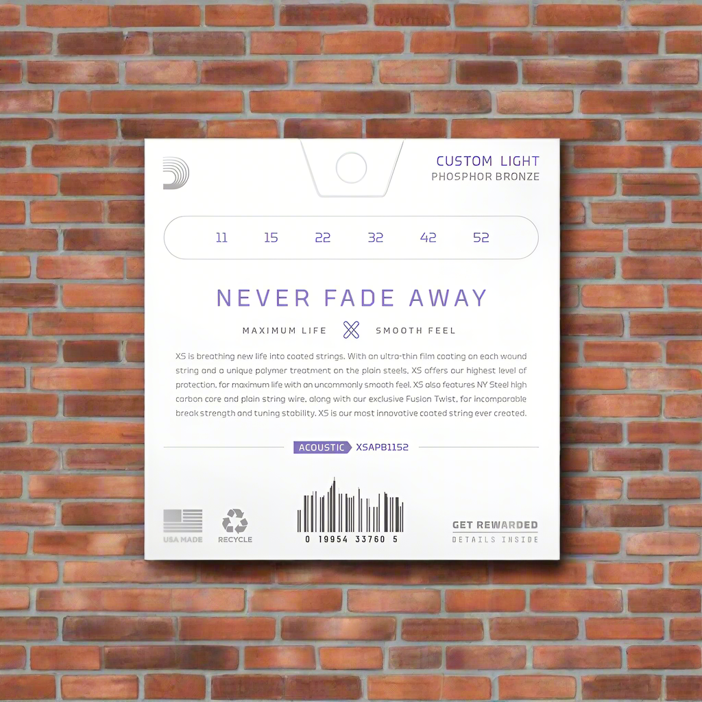 Image of DADDARIO 11-52 Custom Light, XS Phosphor Bronze Coated Acoustic Guitar Strings XSAPB1152