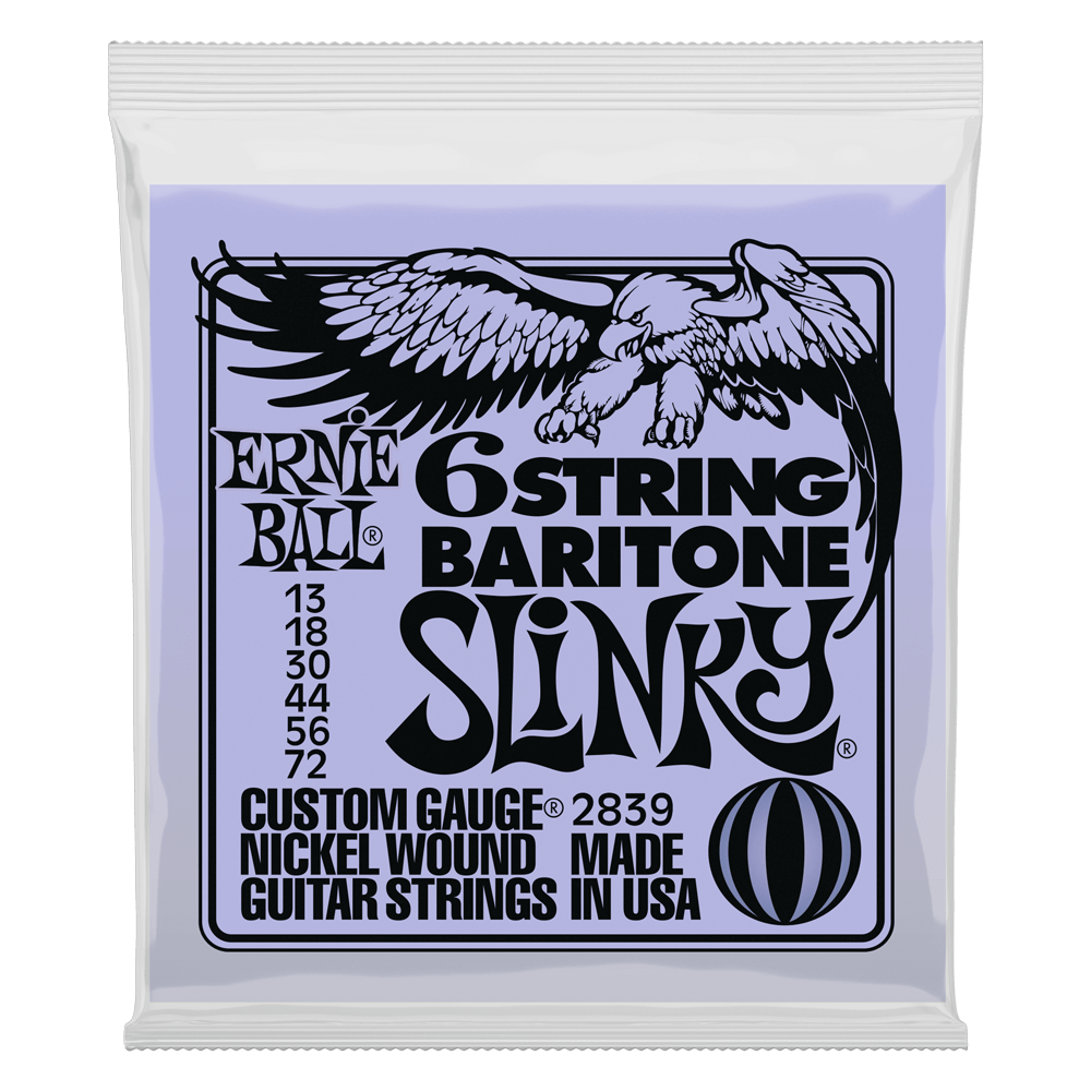 Image of ERNIE BALL Slinky 6-String w/ small ball end Baritone Guitar Strings 13-72 Gauge