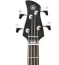 Image of Black electric bass guitar on a white background